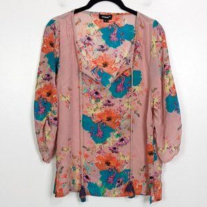 Tolani blush floral silk blouse Size S